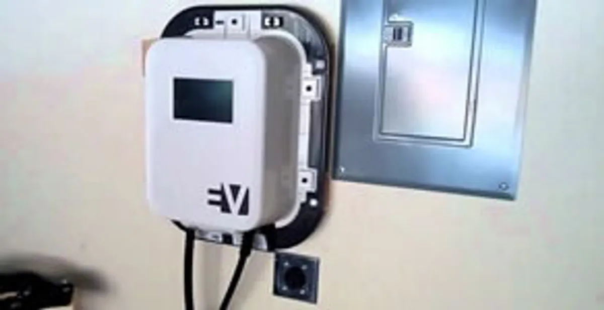 Electric car charger installation with wall-mounted EV charging station in Myrtle Beach, SC