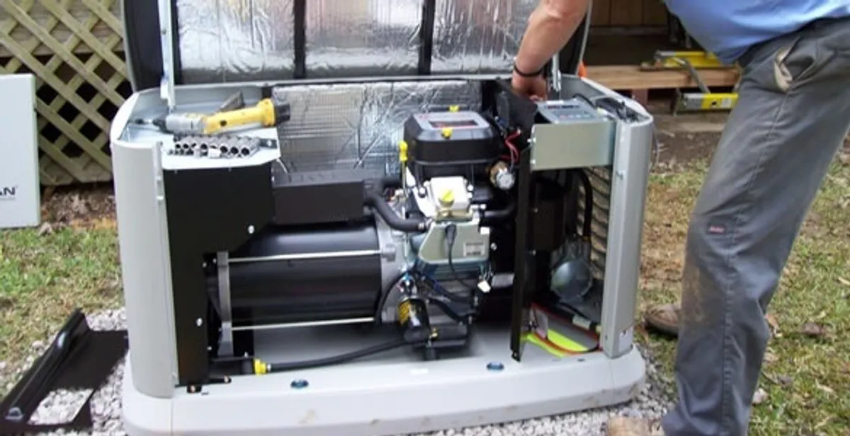 generator installation service showing technician connecting and configuring generator components in Myrtle Beach, SC