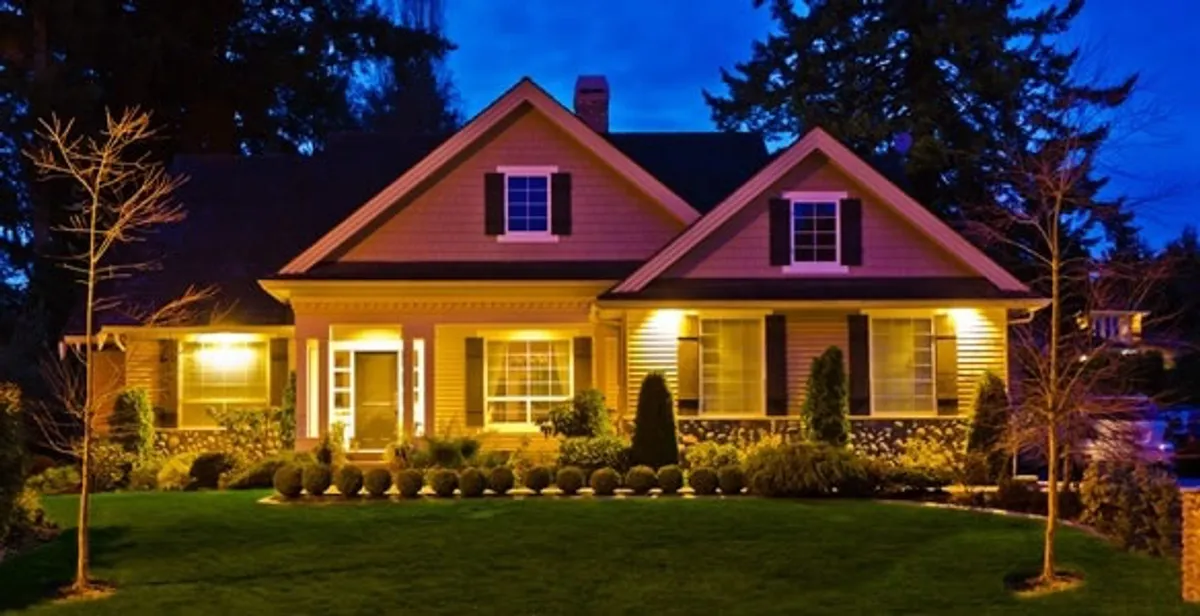 security light installation services illuminating a residential exterior at night in Myrtle Beach, SC